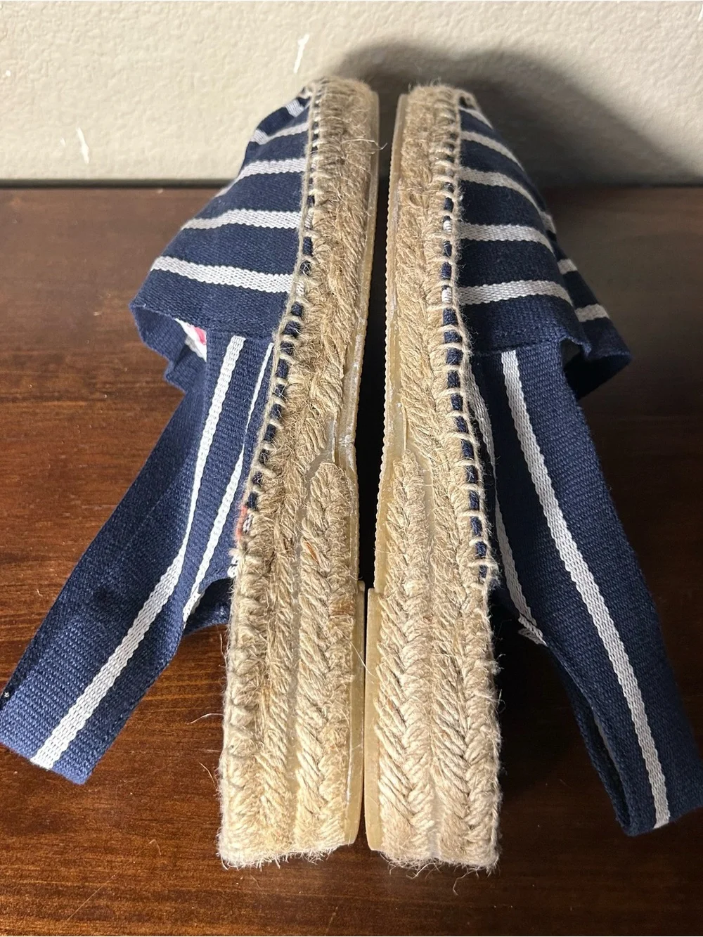 Alpargatus Shoes Size 41 US 10 Navy Stripe Espadrille Canvas Slingback